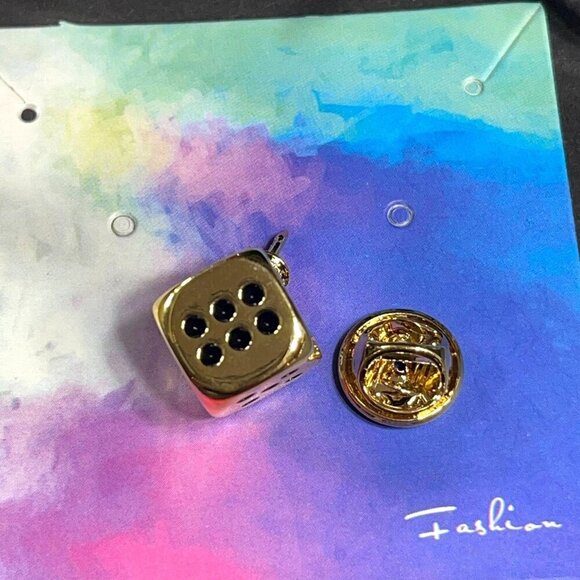 Dice Cube Brooch Lapel Pin Game Enamel Badge Accessories Jewelry Gift - Picture 2 of 7